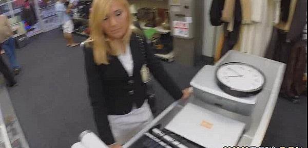  Sexually harassed milf got fired and goes to a pawn shop to sell some stuff